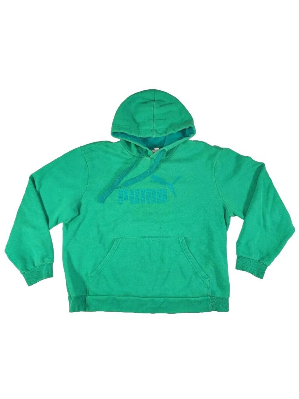 PUMA Sport Lifestyle Hoodie Green Fleece Pullover Sweatshirt Unisex XL